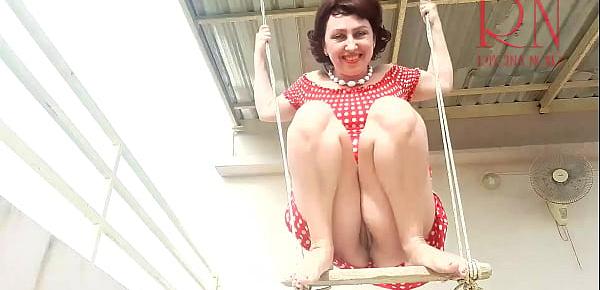 trendsDepraved Cute housewife has fun without panties on the swing. Slut swings and shows her perfect pussy. Close-up pussy. Close-up cunt. Pull up your skirt. Upskirt pussy no panties. No panties outdoors.